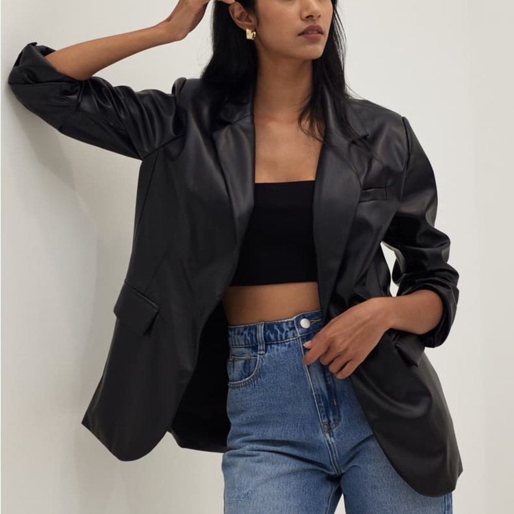 NWT Love Bonito Jalessa tailored faux leather blazer